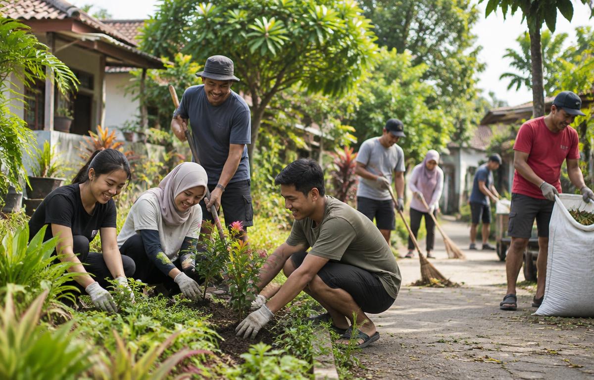 Warga bergotong royong merawat lingkungan